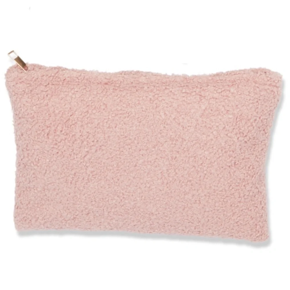 Pink Boucle Clutch Cosmetic Bag